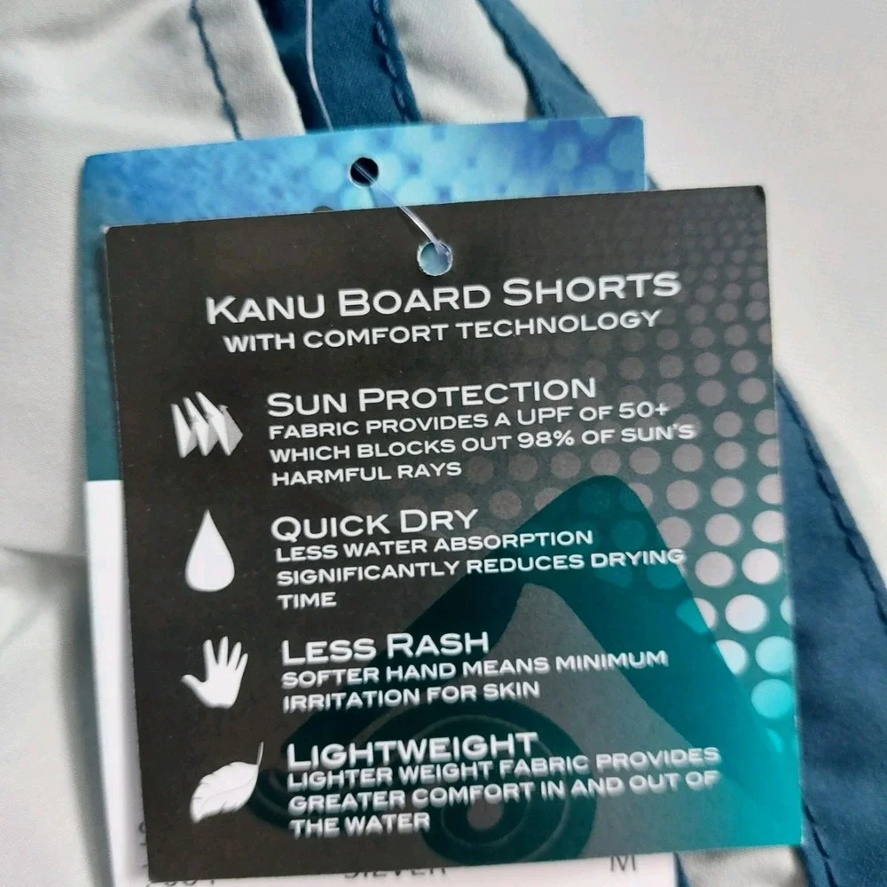 Kanu Surf Board Shorts‎ Gray Swim Beach Cargo Pockets Lined Drawstring Size M
